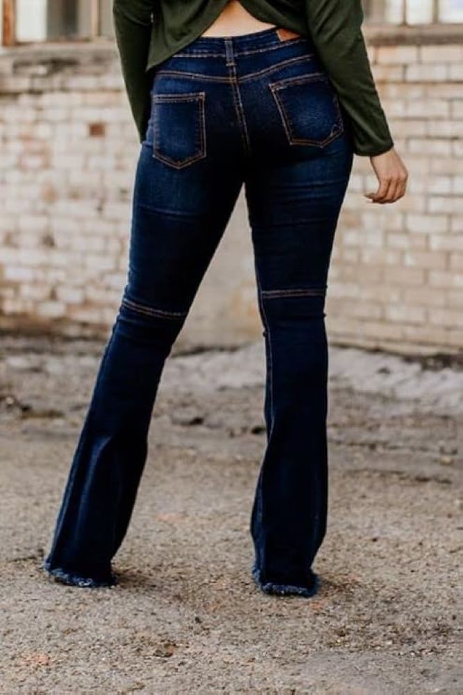 Lucky & Blessed L&B Dark Wash Flare Leg Jeans, Plus Size 18