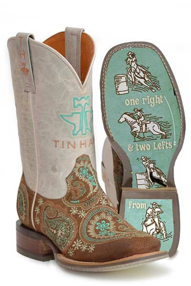 Tin Haul Women's "Wildrags" Square Toe Paisley Print Western Cowboy Boot