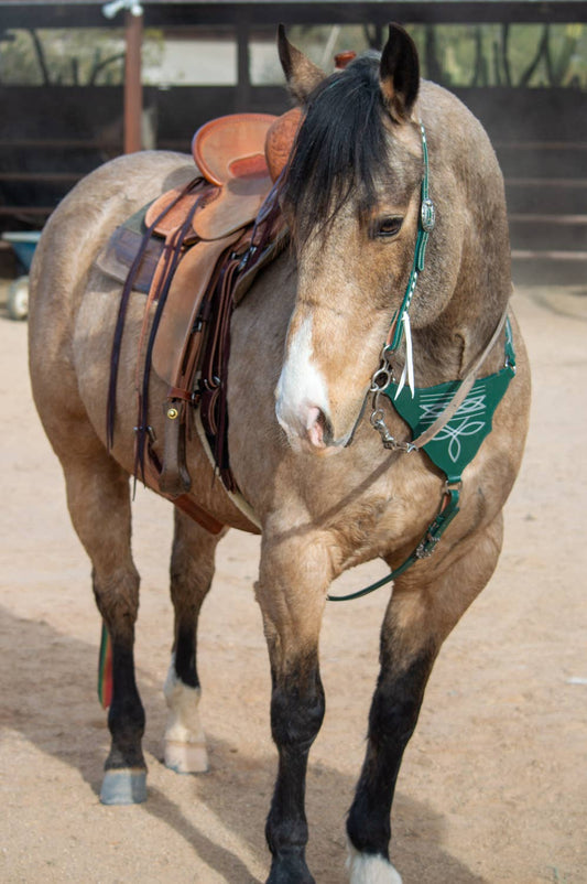 Schulz Green Boot Stitch Headstall and Breast Collar Set