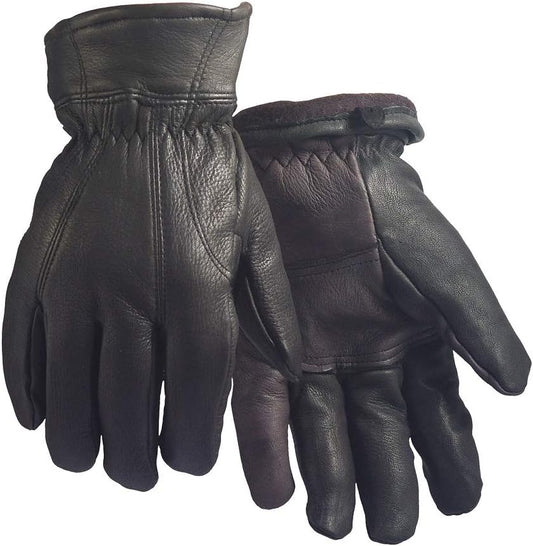 Black PREMIUM DEERSKIN LEATHER GLOVES Hand Armor Fleece Lined adult S M L XL 2XL