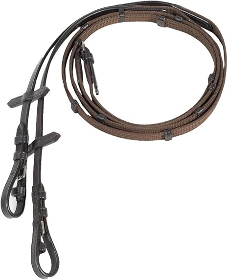 HORZE  Slender 5/8" Web English Dressage Quality Leather Stopper Reins