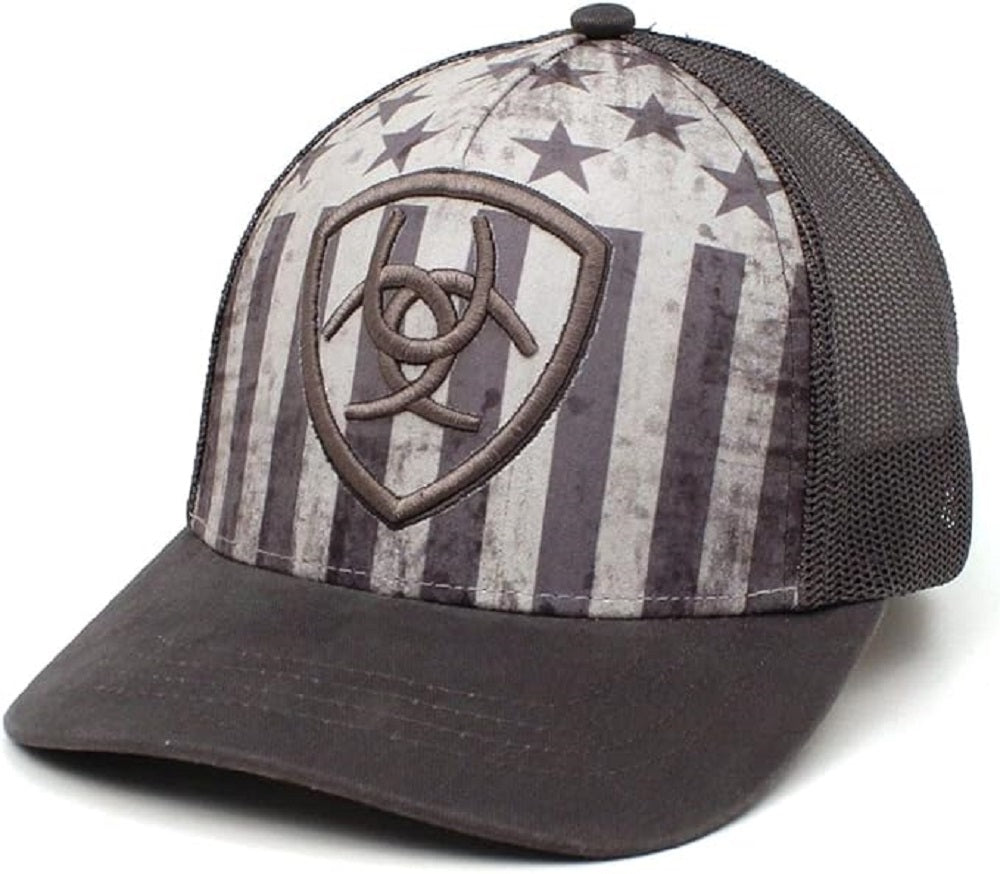 Men's Ariat Grey Stars & Stripes Logo Hat