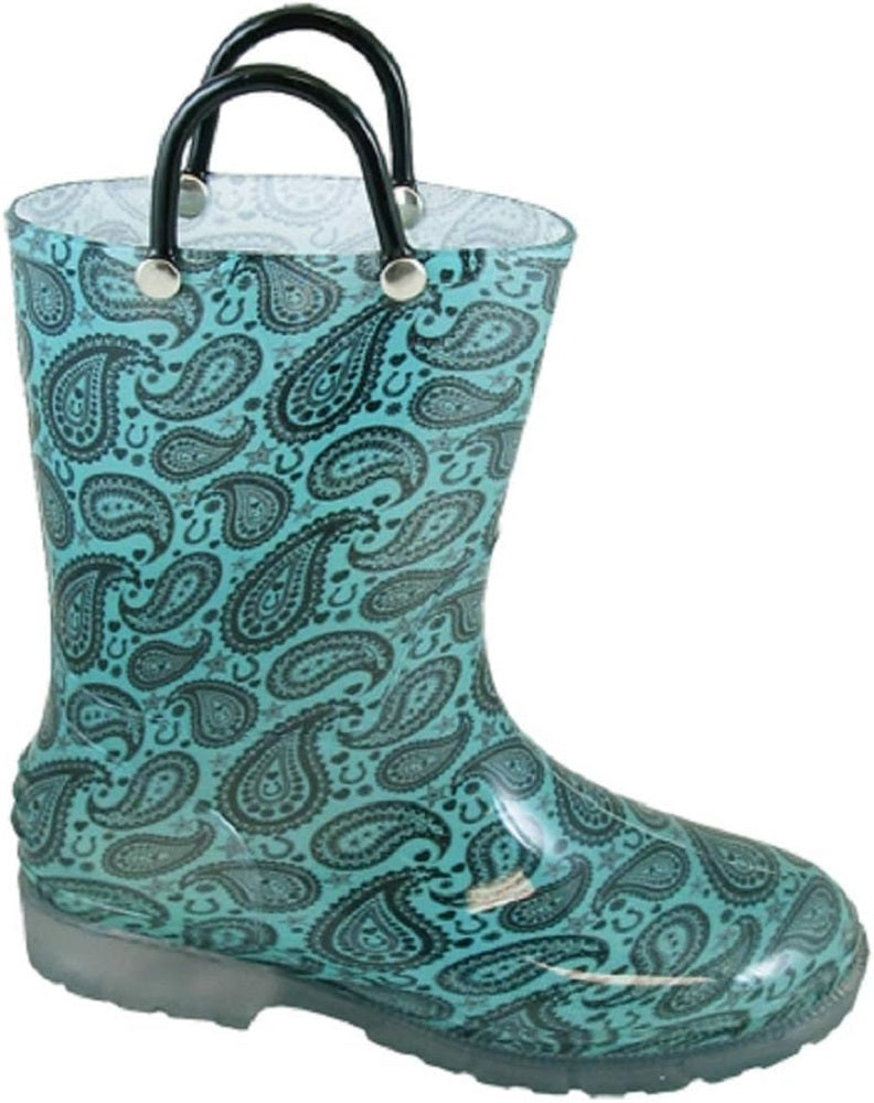 Youth girl's Turquoise 'Lightning' Rain Boots w/ Light-up soles