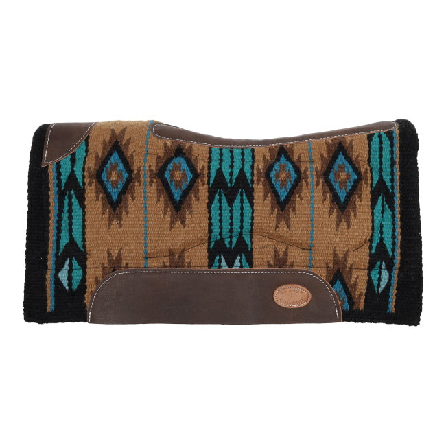 Klassy Cowgirl 28x 30" Wool Top Memory Felt Pad - Teal Brown Tan