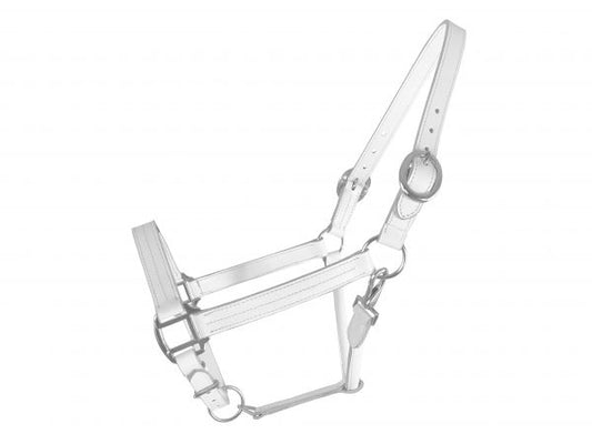 Showman Average Horse Size White Leather Halter