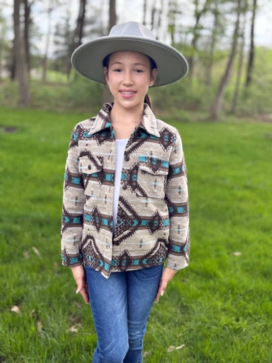 Montana Co Girls Aztec Shacket Shirt Jacket