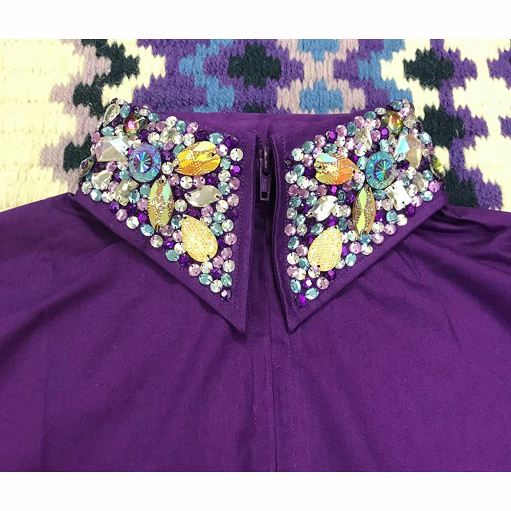 Girl's Purple Show Shirt w/ Studded collar