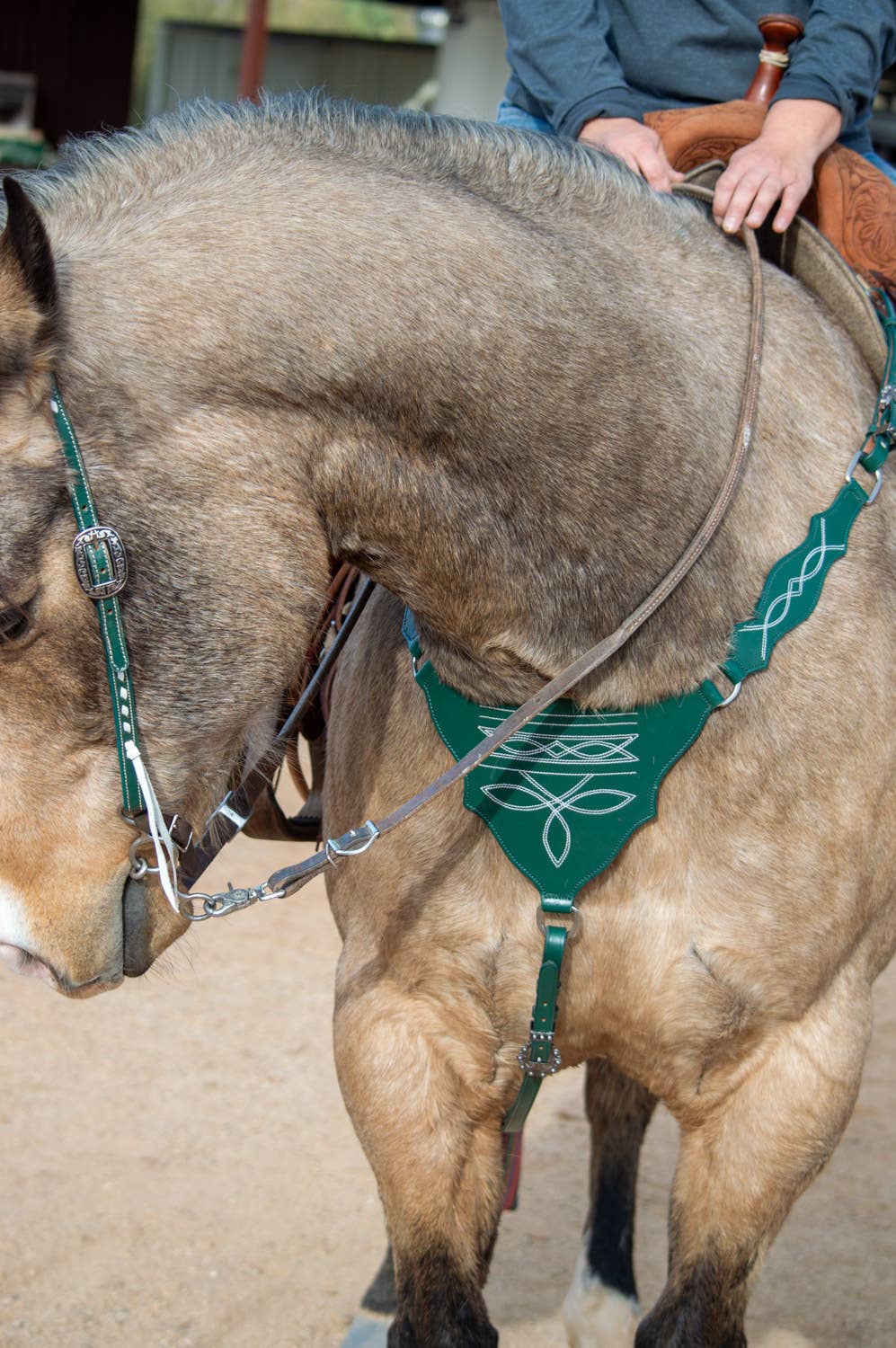 Schulz Green Boot Stitch Headstall and Breast Collar Set