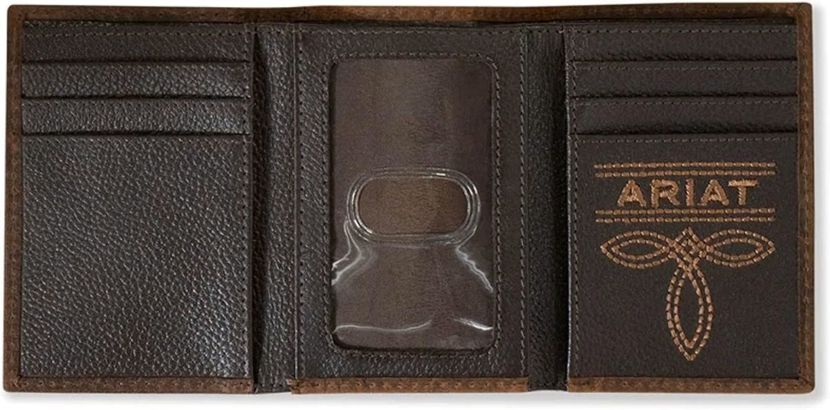 Ariat Trifold Wallet Bull Hide Brown