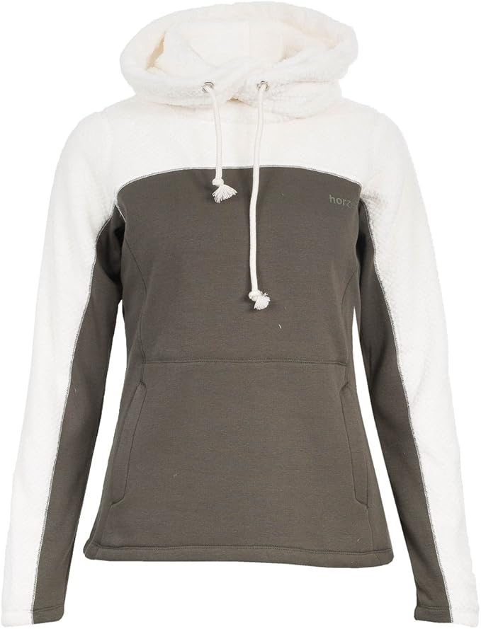 HORZE Ladies Luanna Fleece Hoodie Green WHite