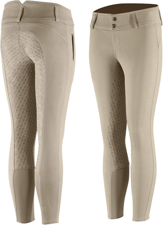 Horze Children's Kids TAN Silicone Full Seat Silicone Bit Print English Riding Breeches