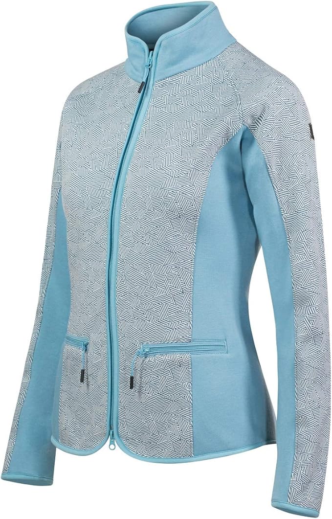 Horze Women's Turquoise Blue Trendy 2-Way Zip Fleece Long Sleeve Sweatshirt Jacket