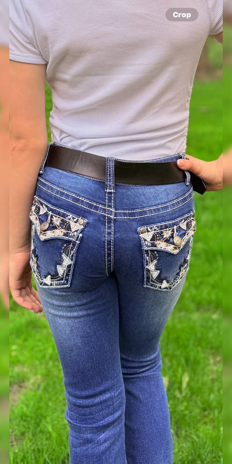 Girls' Western Bootcut Jeans Flap Pocket