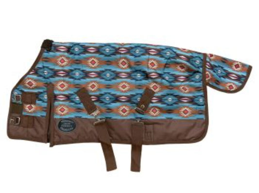 Teal brown Navajo Print Foal / Mini Turnout Blanket 36"-40"
