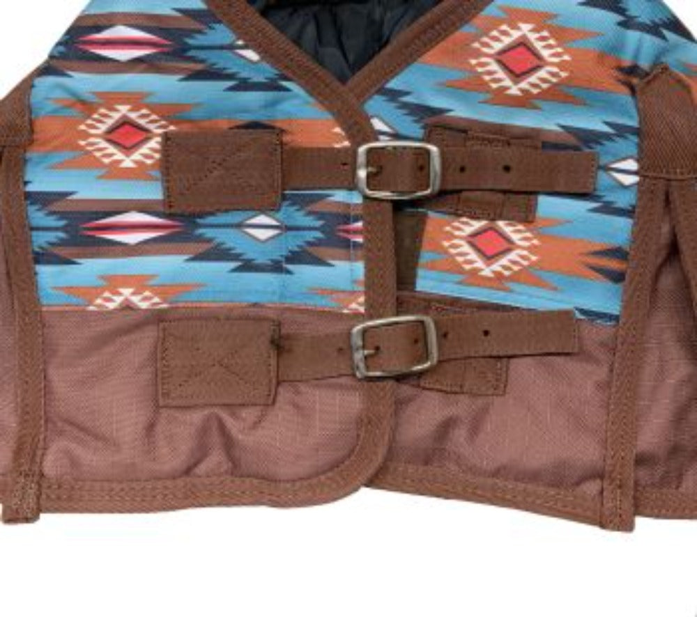 Teal brown Navajo Print Foal / Mini Turnout Blanket 36"-40"