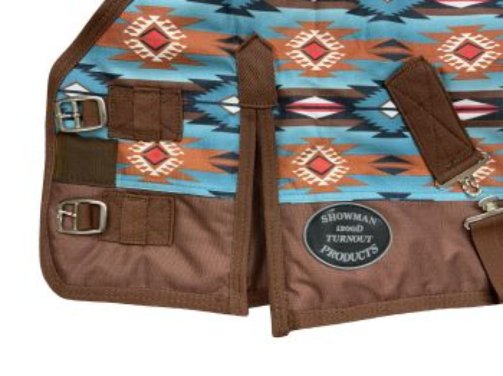 Teal brown Navajo Print Foal / Mini Turnout Blanket 36"-40"