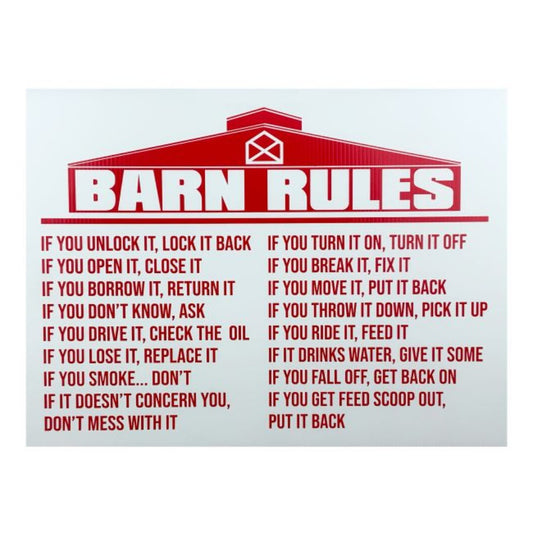 18" x 24" 'Barn Rules' Sign