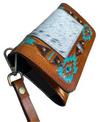 Klassy Cowgirl Leather Clutch Phone Wallet - Painted Aztec/Cowhide