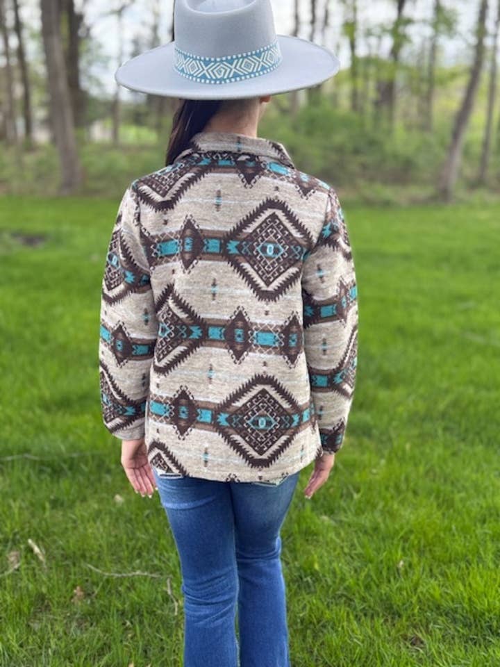 Montana Co Girls Aztec Shacket Shirt Jacket