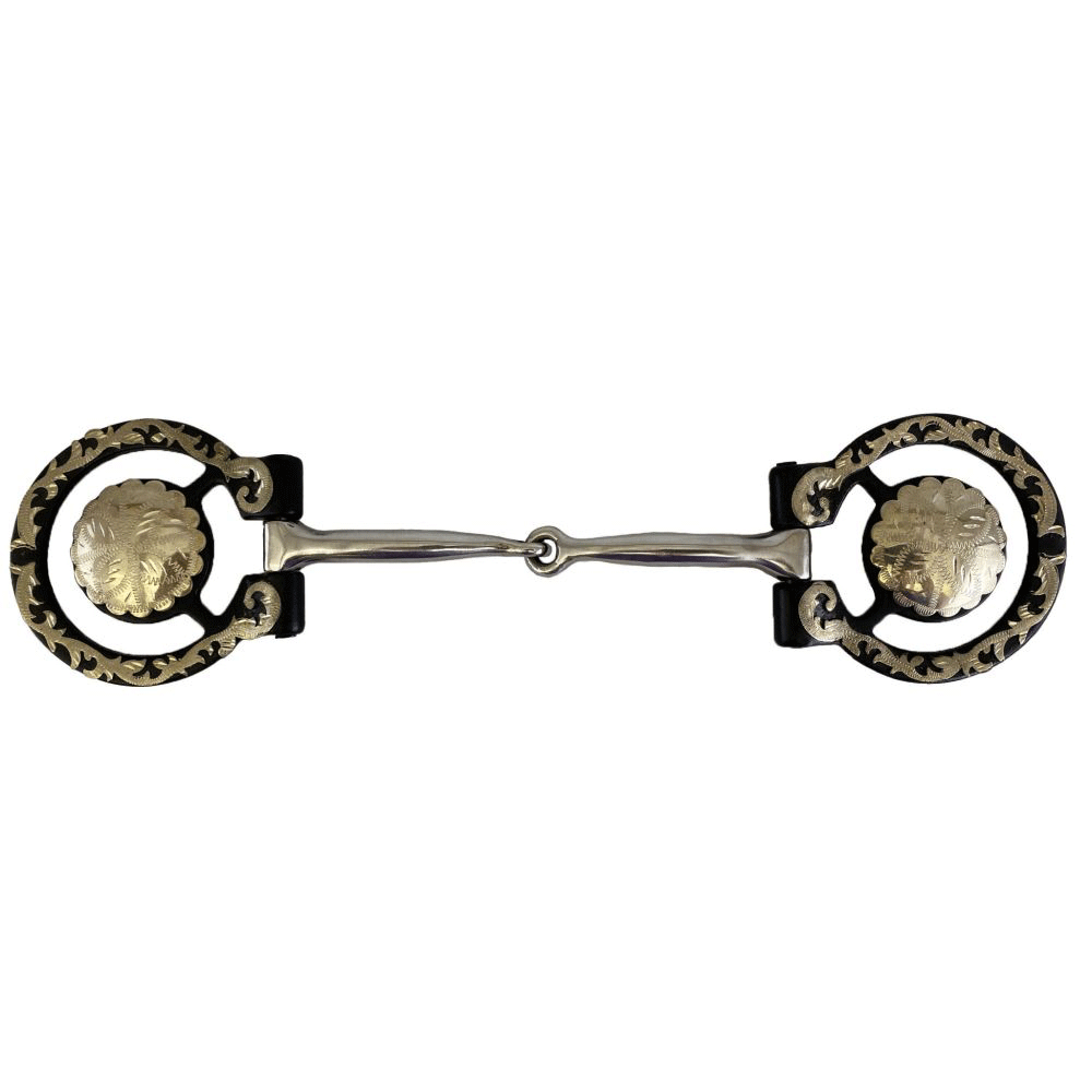 Brown steel Concho Bit w 3" 5 1/4" snaffle mouth