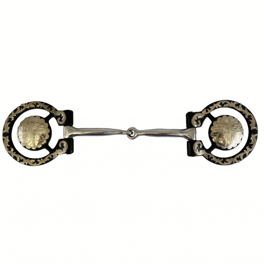 Brown steel Concho Bit w 3" 5 1/4" snaffle mouth