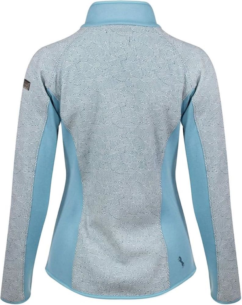 Horze Women's Turquoise Blue Trendy 2-Way Zip Fleece Long Sleeve Sweatshirt Jacket