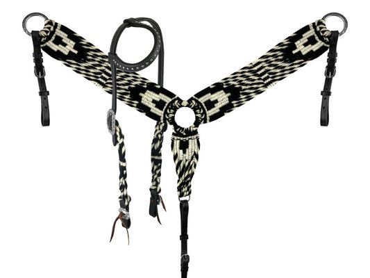 Showman Sleek Storm Mohair One Ear Headstall Breast Collar Set