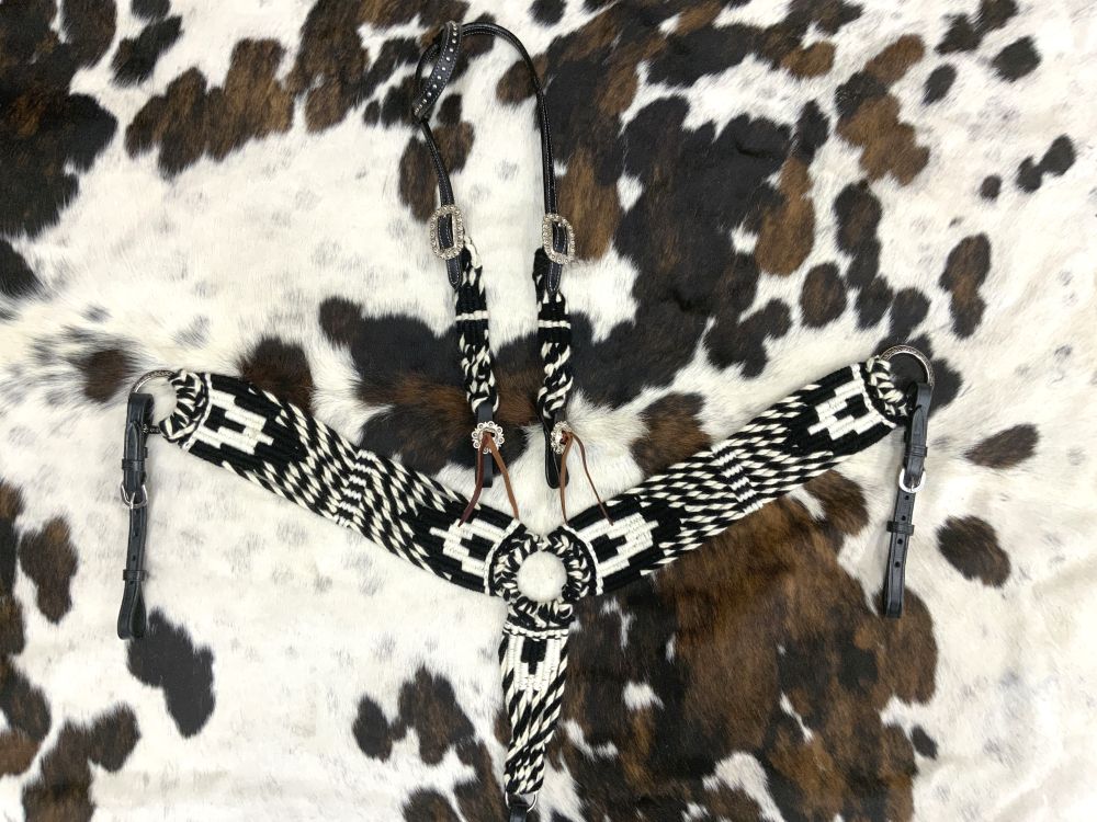 Showman Sleek Storm Mohair One Ear Headstall Breast Collar Set