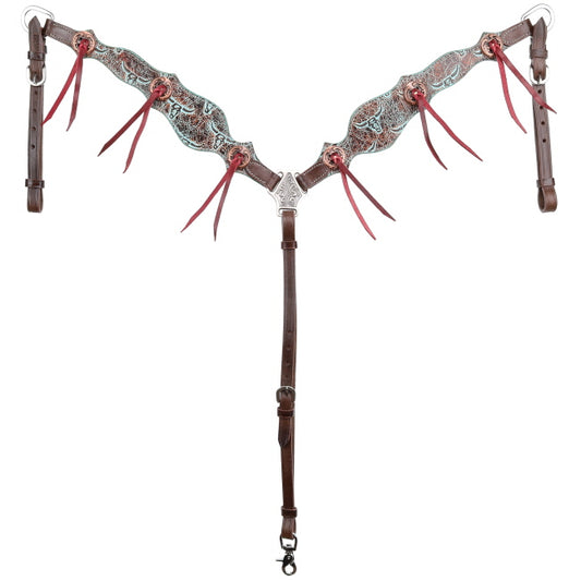 Showman Weathered Steer Browband Headstall and Breastcollar Set