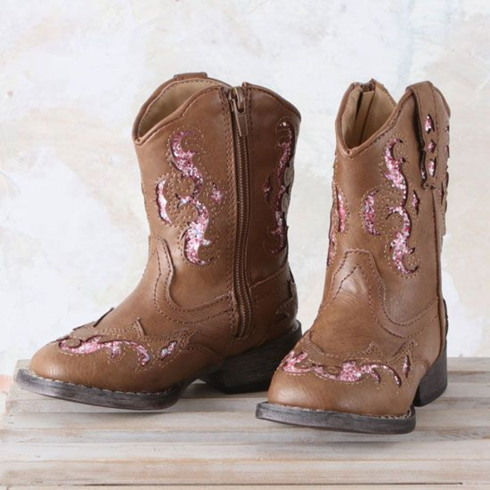 Toddler & Youth Girl's Roper Pink 'Glitter Gypsy' Cowgirl Boots