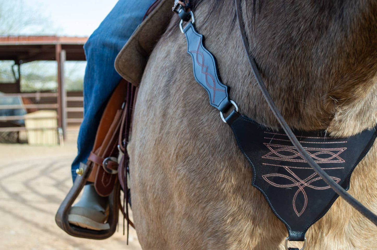 Schulz Navy Boot Stitch Headstall and Breast Collar Set