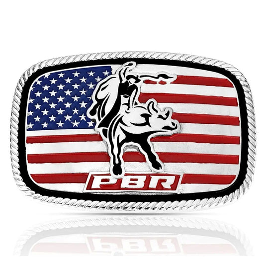 Montana Silversmiths America Loves Bull Riding PBR Buckle