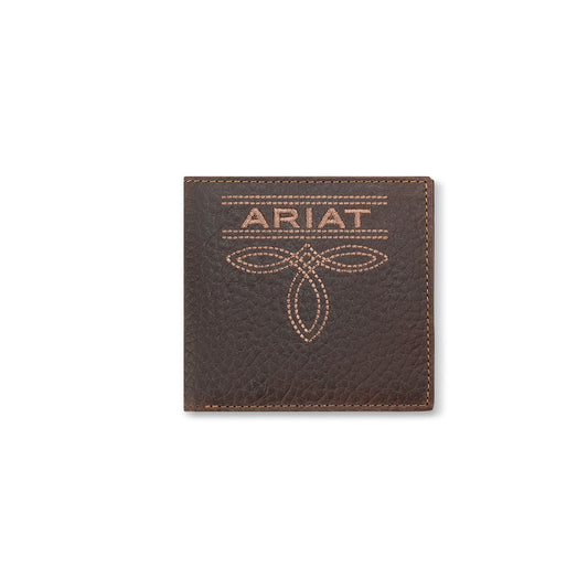 Ariat Mens Large Bifold Style Wallet Bug Stitch Brown