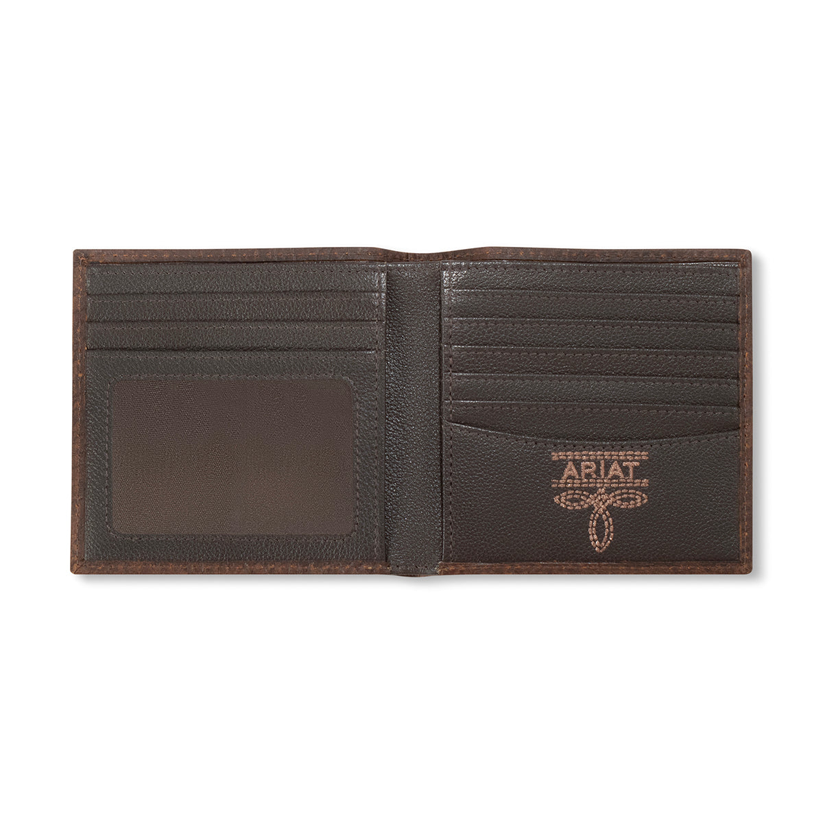 Ariat Mens Large Bifold Style Wallet Bug Stitch Brown