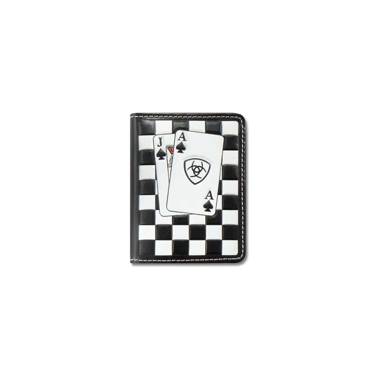 Ariat Bifold Flip Wallet Checkerboard Cards Black and White