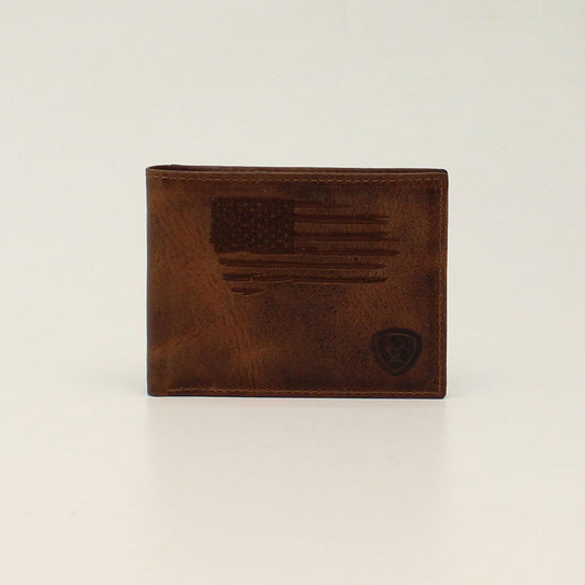 Ariat Men's Bifold Distressed Flag Wallet