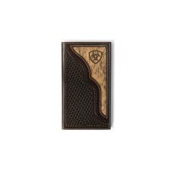Ariat Mens Rodeo Wallet Calf Half Overlay Chocolate