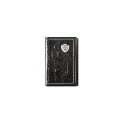 Ariat Mens Trifold Style Wallet Floral Embossed Shield