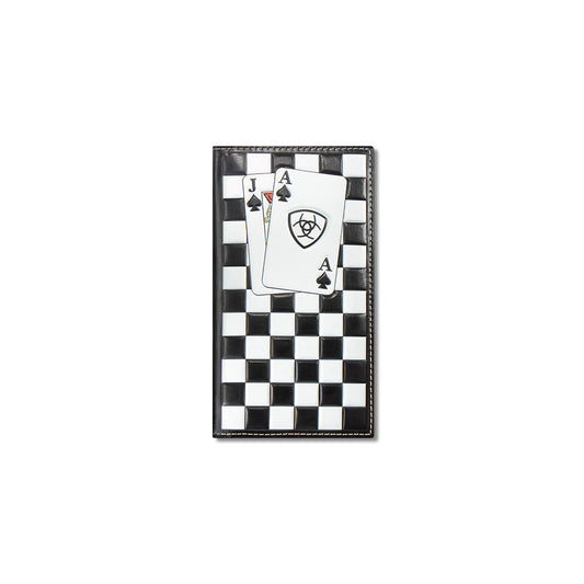 Ariat Rodeo Wallet Checkerboard Cards Black and White