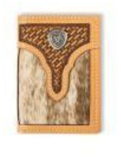 Ariat Trifold Calf Hair Basket Weave Natural