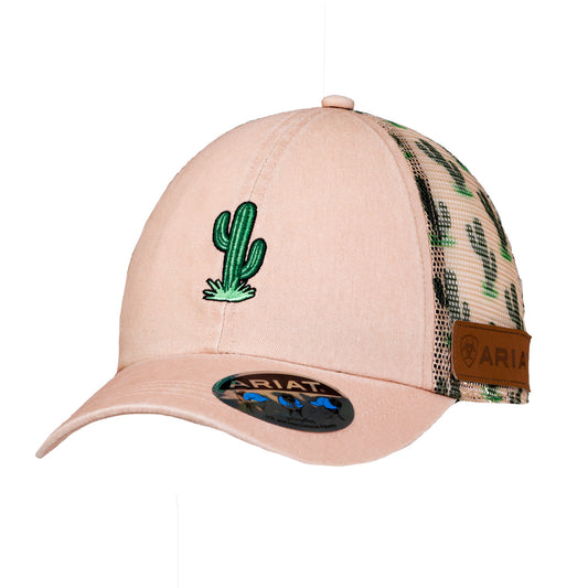 Youth girl's Ariat Pink Cap w/ Cactus Design