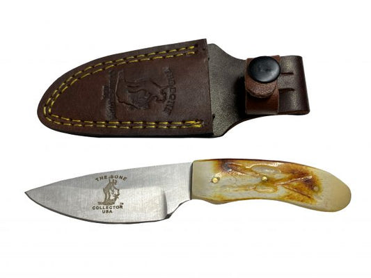 Bone Collector Hunting Knife w/ Leather Sheath