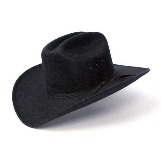 Adult size Black Faux Felt Western Cowboy Hat w/ Black Band