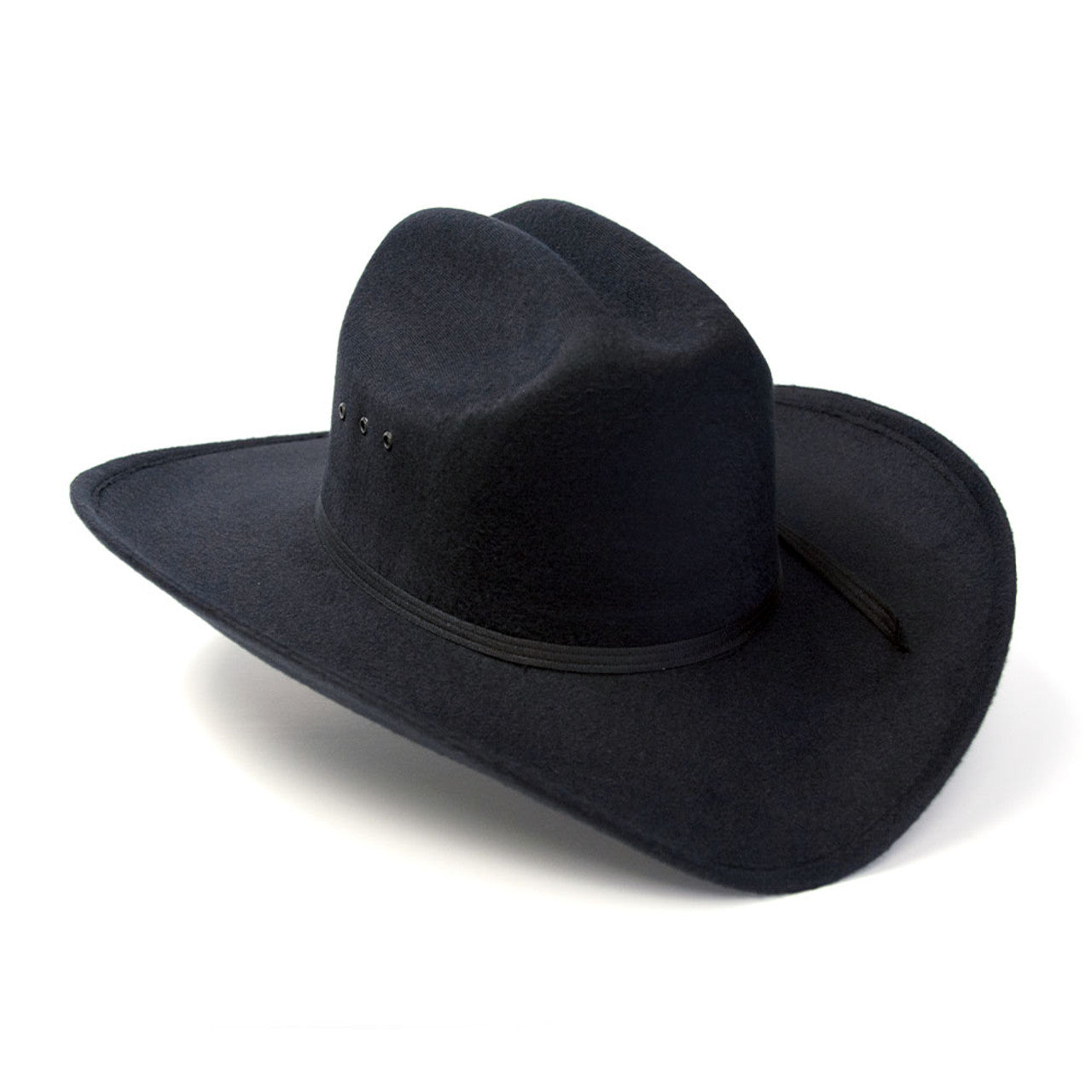 Adult size Black Faux Felt Western Cowboy Hat w/ Black Band