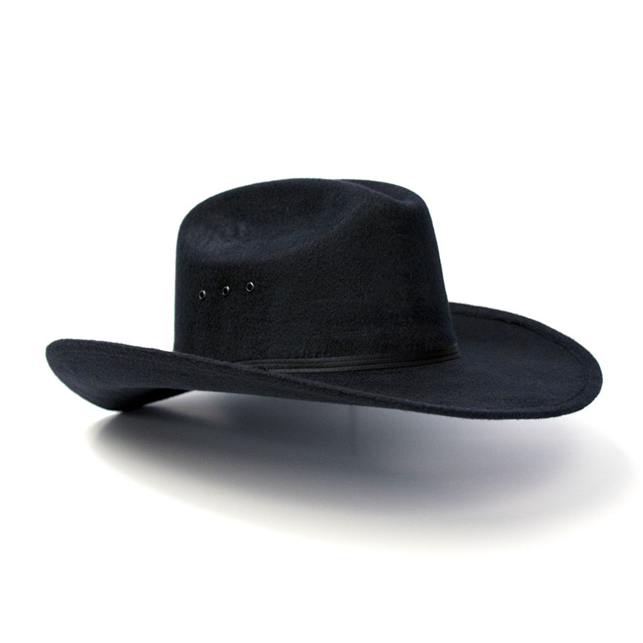 Adult size Black Faux Felt Western Cowboy Hat w/ Black Band