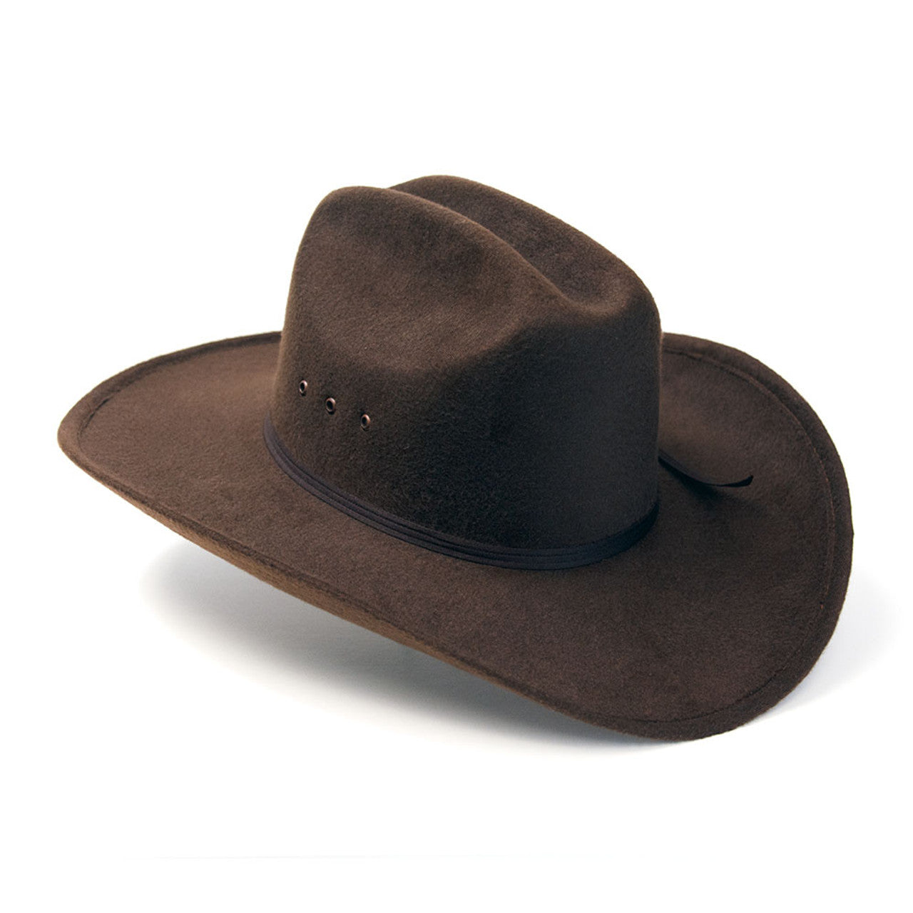 Brown Faux Felt Cattleman Cowboy Hat w/ Brown Hat Band