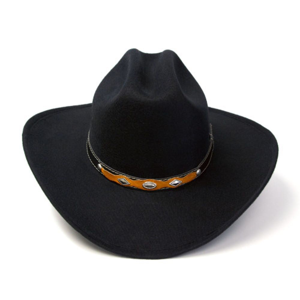 Black Cattleman Cowboy Hat / Black Brown & Conchos Hat Band