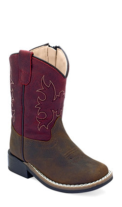 Toddler/Children/Youth Old West Maroon & Brown Western Boots