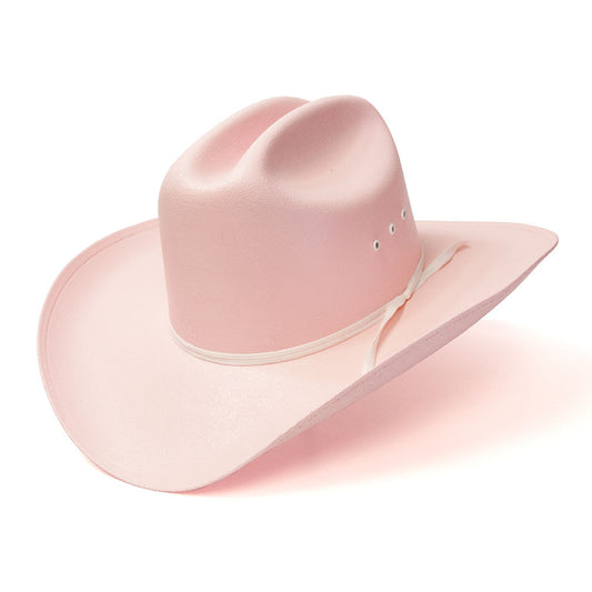 Kids Pink Straw Cowboy Cattleman Hat