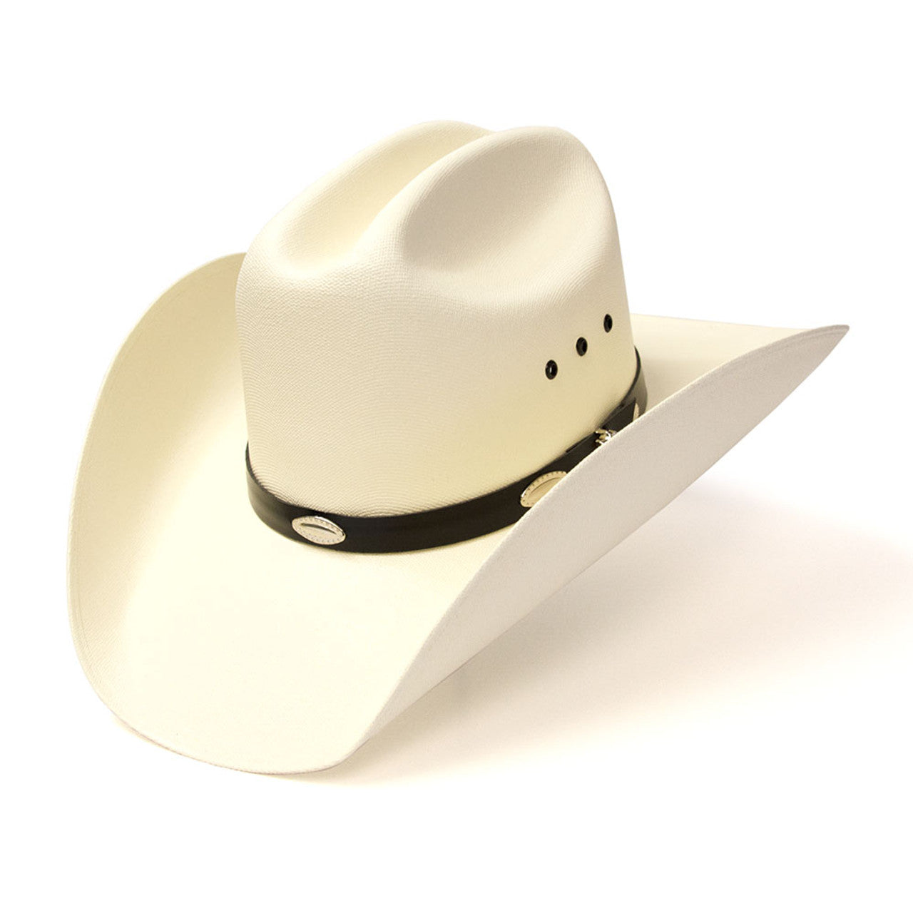Adult IVORY CATTLEMAN STRAW COWBOY HAT Silver Concho
